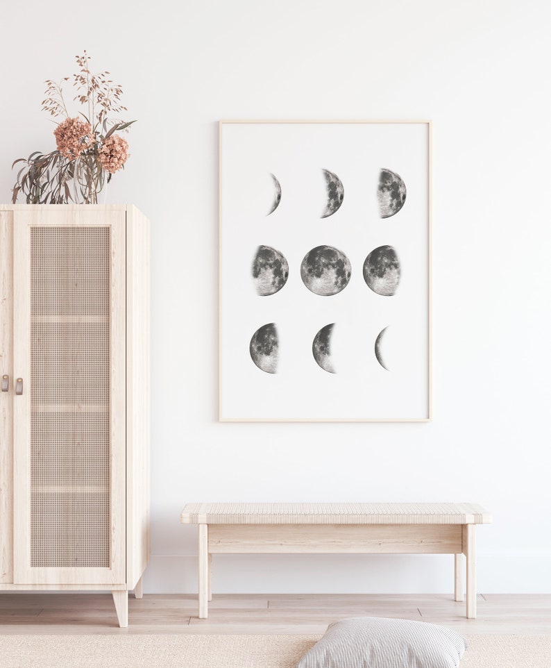 Moon Printable Art Moon Phases Print Moon Phase Wall Art | Etsy