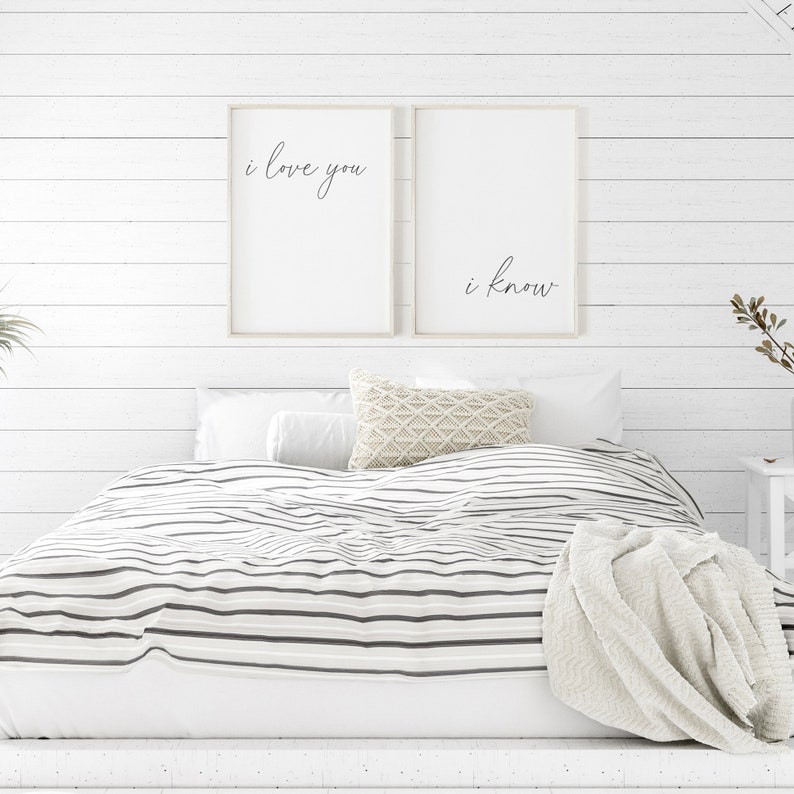 I Love You I know Print, Over The Bed Signs, Bedroom Prints, Above Bed Signs, Couple Wall Art, Modern Minimalist Art, Couple Gift, Minimal image 1