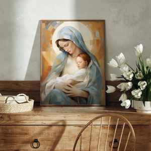 Virgin Mary and Baby Jesus Printable Art - Christian Wall Decor for ...