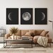 Moon Wall Decor, Set of 3 Printable Moon, Moon Phases Wall Art, Moon Picture, Bedroom Wall Decor, Moon Decor Home, Black and white Prints