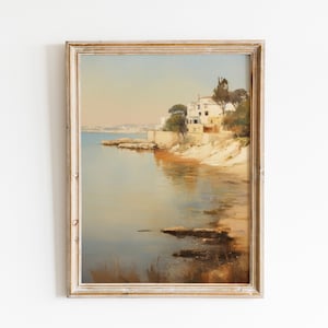 Vintage Coastal Seaside Painting | Antique Print | Farmhouse Wall Decor | Rustic Decor | Beach Wall Art | PRINTABLE WALL ART