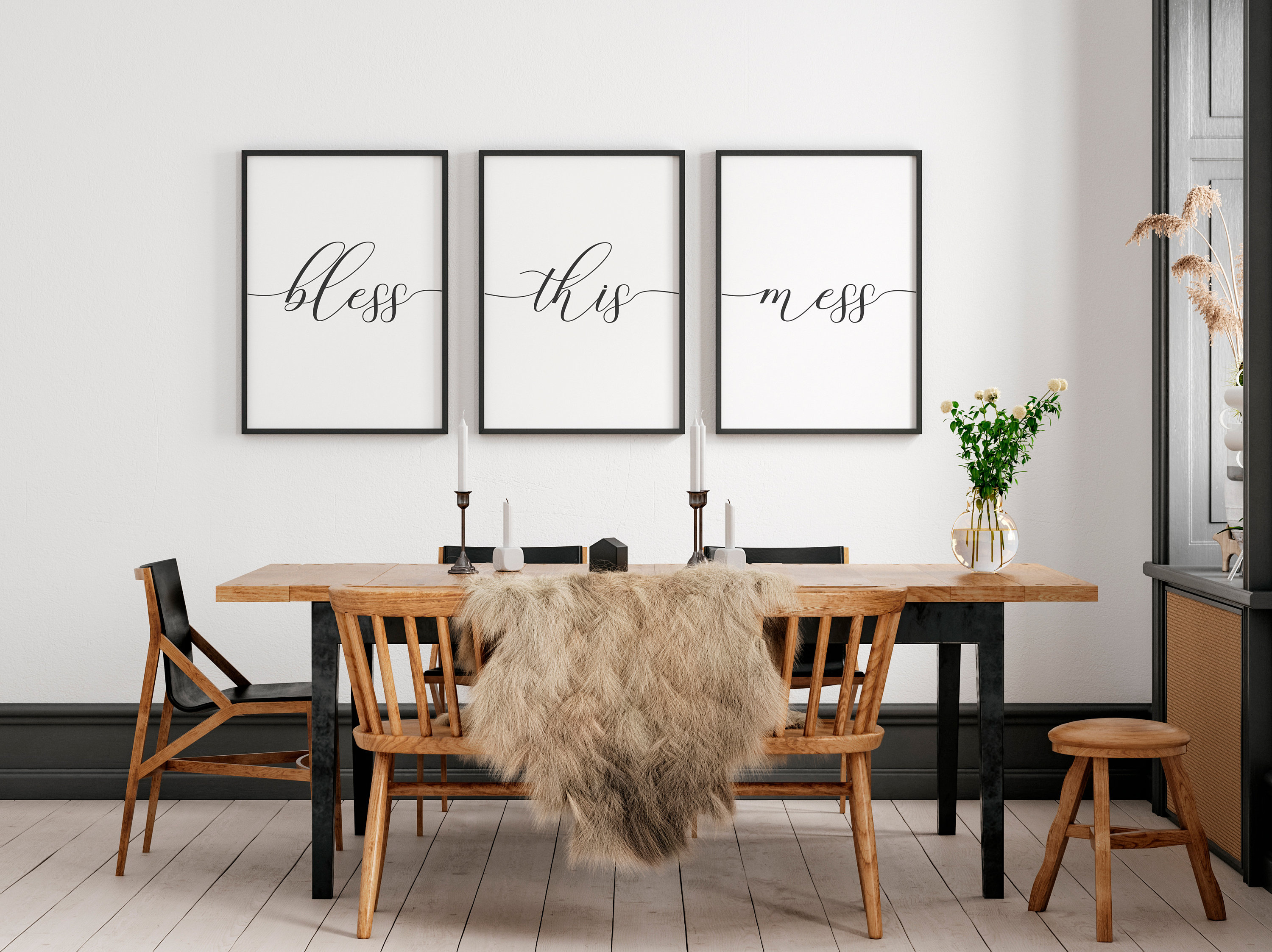 Bless This Mess Set of 3 Kitchen Wall Decor Dining Room - Etsy