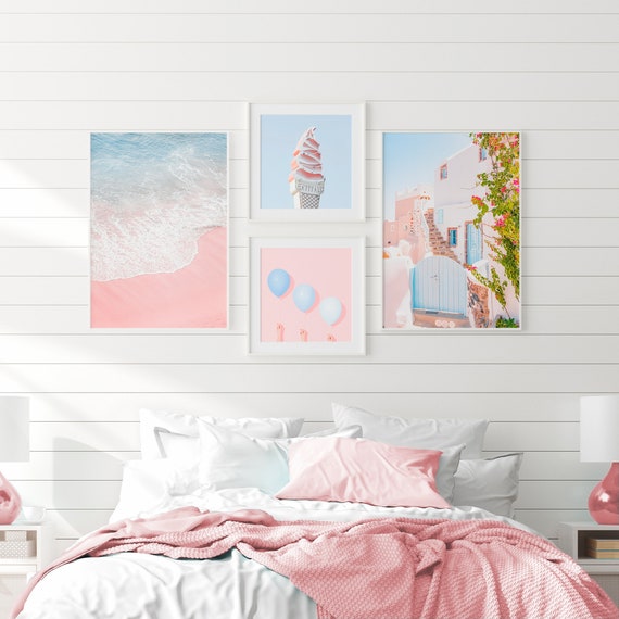 Pastel Beach Print Set Bedroom Wall Art Print Women Bedroom - Etsy ...