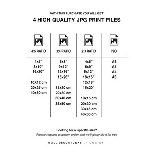 Op de afbeelding: Een tabel met verschillende beeldverhoudingen voor digitale prints, waaronder 4:5, 3:4, 2:3 en ISO. De tabel geeft verschillende maten in inches en centimeters weer, waaronder 4x5 inch, 8x10 inch, 16x20 inch, 10x12 cm, 20x25 cm en 40x50 cm.