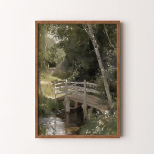 Vintage Landscape Painting | Rustic Forest Bridge Scene | PRINTABLE Digital Download | VI269