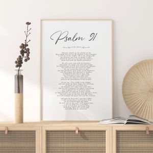 Psalm 91 Print, Schrift muur decor, Bijbel vers print, Religieuze kunst aan de muur, Schrift illustratie, Christelijke home decor, Afdrukbare kunst