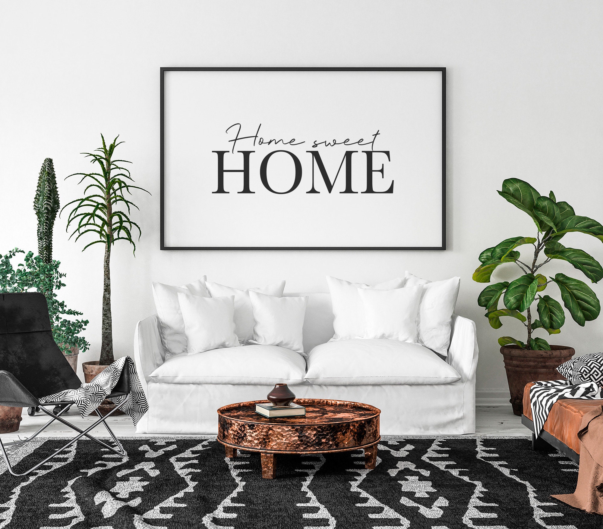 Home Sweet Home Print, Living Room Wall Art, Horizontal Printable ...