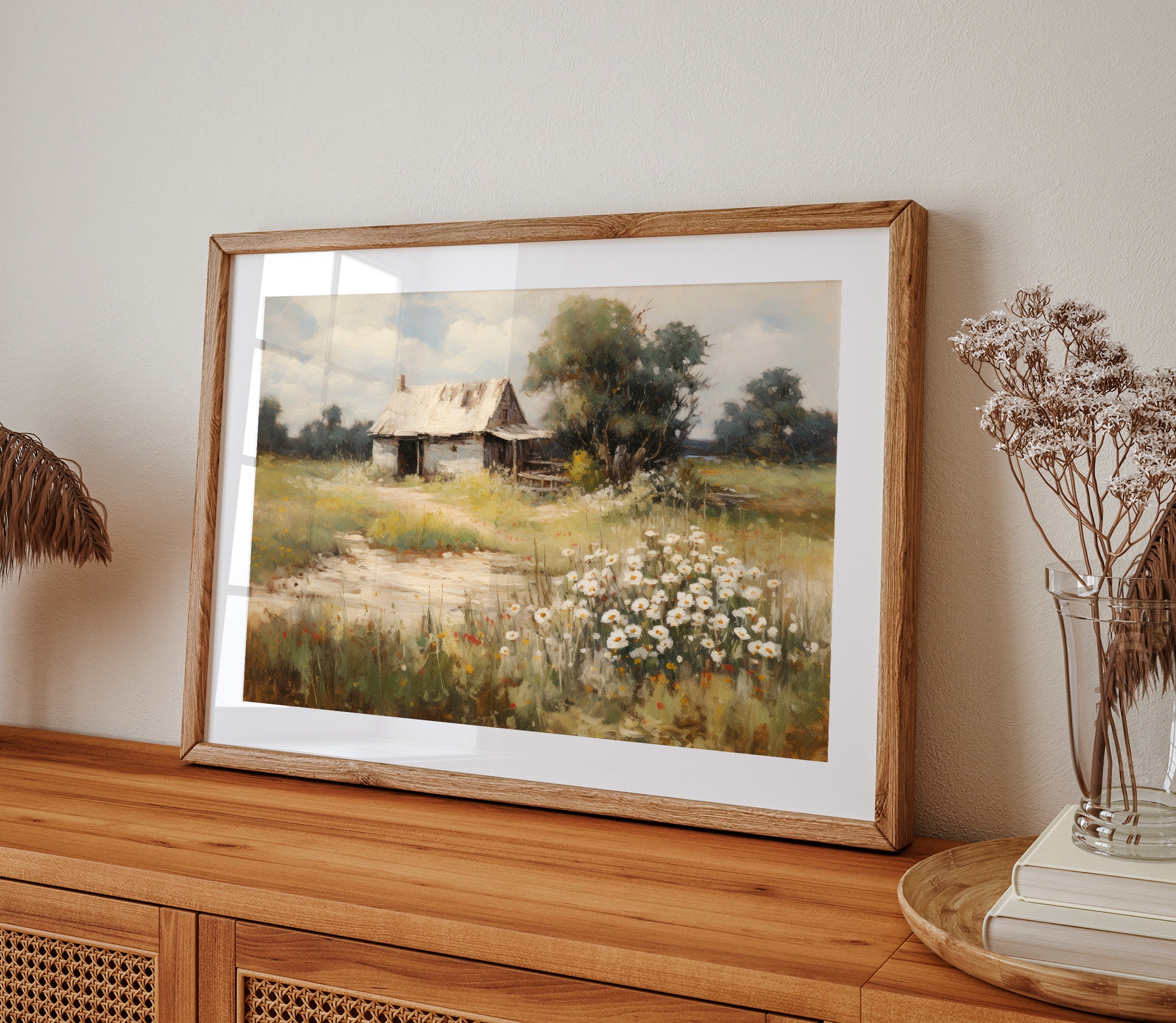 Cottage Oil Painting | Rose Garden Wall Art | Vintage Digital Print ...