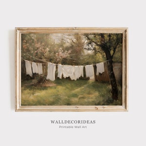 Laundry Room Art | Vintage Farmhouse Decor Painting | Antique oil Painting | Country Art Print | PRINTABLE WALL ART