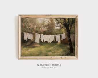 Laundry Room Art | Vintage Farmhouse Decor Painting | Antique oil Painting | Country Art Print | PRINTABLE WALL ART