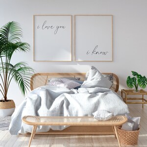 I Love You I know Print, Over The Bed Signs, Bedroom Prints, Above Bed Signs, Couple Wall Art, Modern Minimalist Art, Couple Gift, Minimal image 2