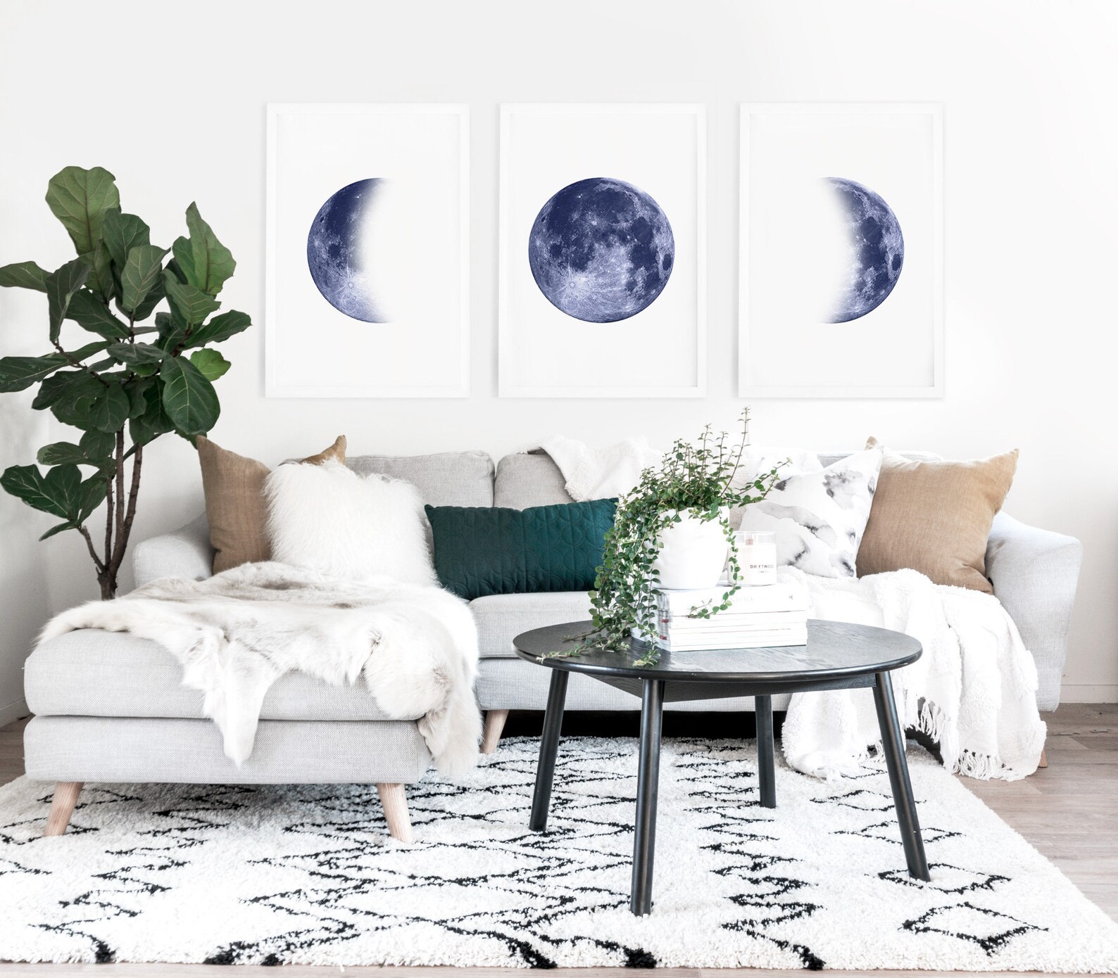 Moon Bedroom Decor Set of 3 Printable Wall Art Bedroom Wall Etsy