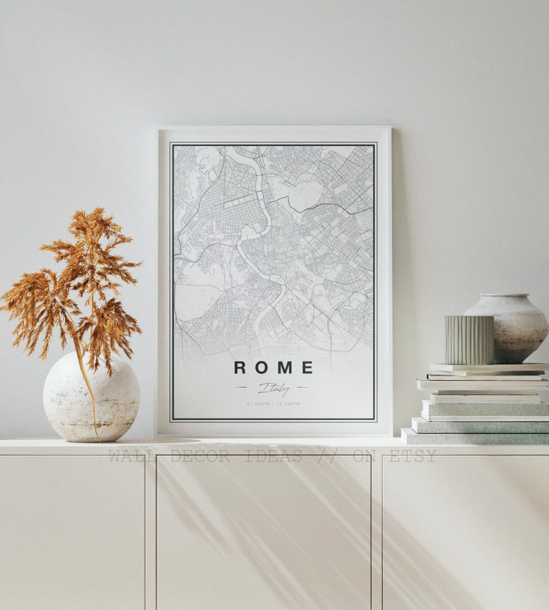 Rome Map Print Downloadable Map of Rome Wall Art Prints Rome Etsy