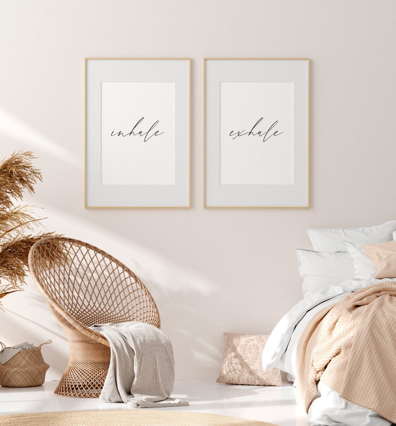 Inhale Exhale Printable, Inhale Exhale Wall Art , Wall Art Set Of 2, Inhale Exhale Print, Bedroom Decor, Yoga Printable, Boho Bedroom image 5