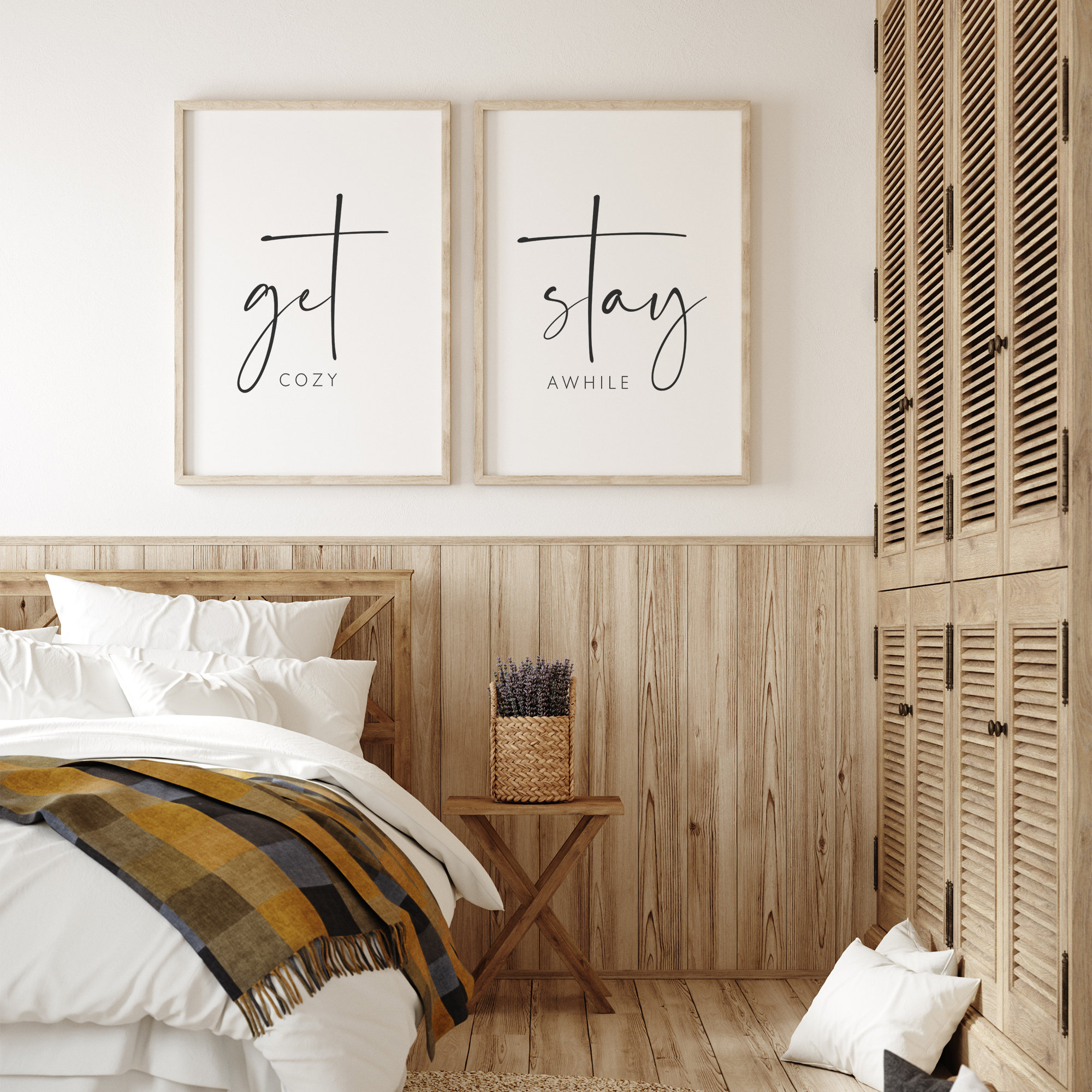 Guest Room Wall Decor Get Cozy Stay Awhile Wall Art Set of - Etsy