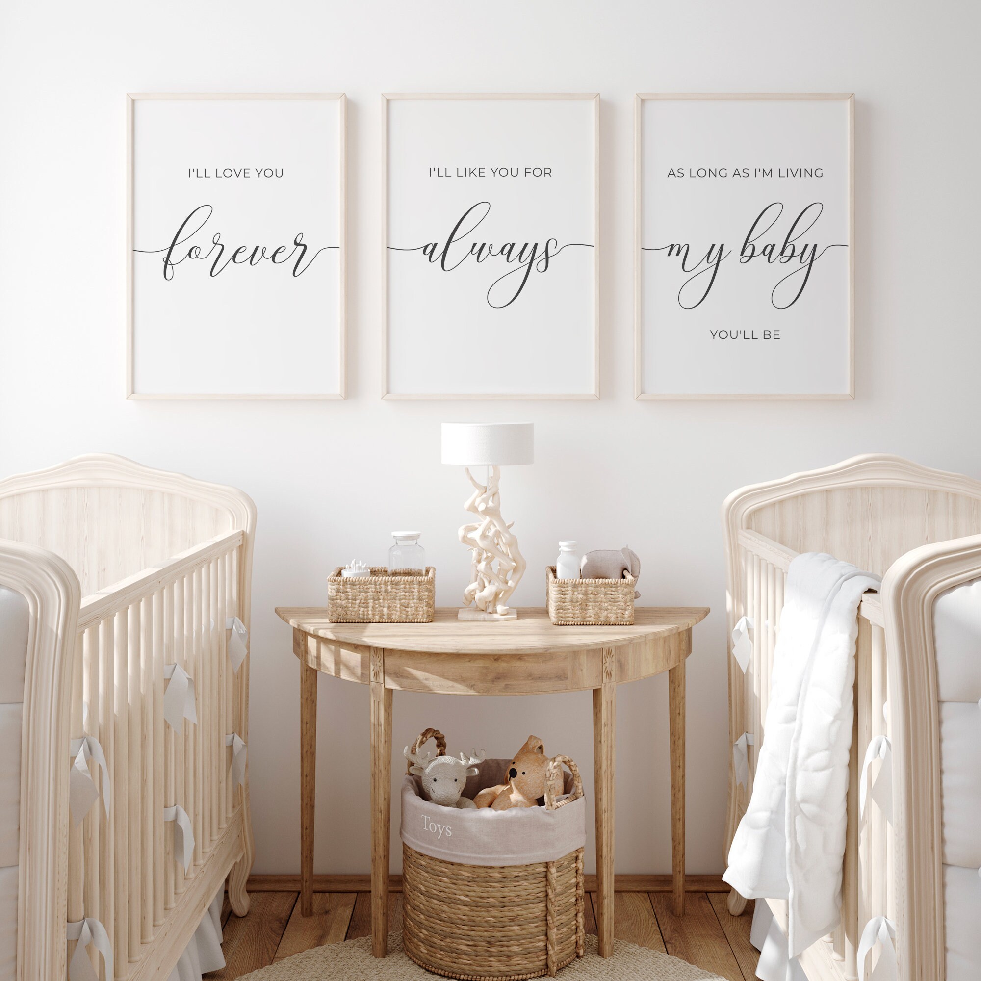 BABY♡ Love and Cherish youコーディネートセット♡3点 I'll Love You Forever Set of 3 Printables - Nursery Wall Decor