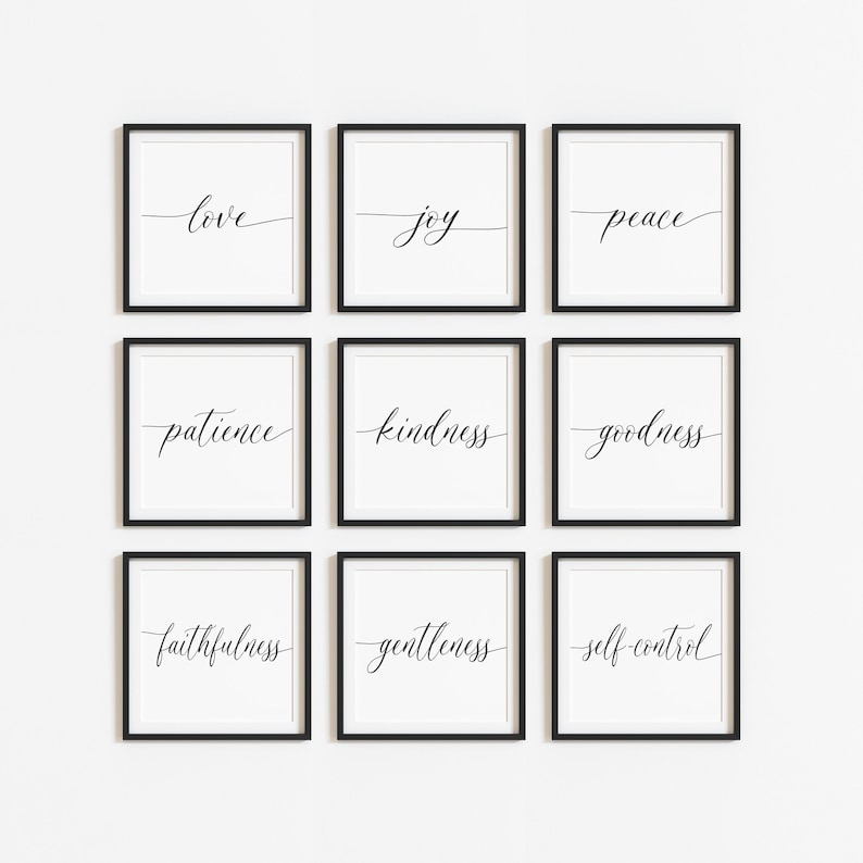 Fruit of the Spirit Wall Art, Bible Verse Print, Set of 9, Christian ...