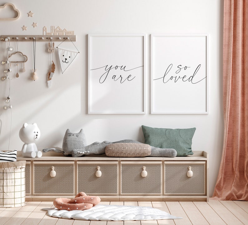 You Are so Loved Set of 2 Prints, Nursery Wall Decor, Kids Room Wall ...