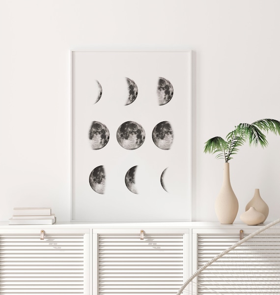 Moon Printable Art Moon Phases Print Moon Phase Wall Art | Etsy