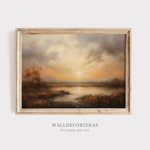 Vintage Moody Abstract Landscape Painting | Dark Wall Art Digital | Antique Rustic Forest Art Print | PRINTABLE WALL ART