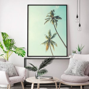 Plantas en vivo, hoja de palma, Verano Svg, Palm Tree Print, decoración de la sala de estar, arte de la pared de California, arte de la pared costera, regalo de los amantes de la playa imagen 5