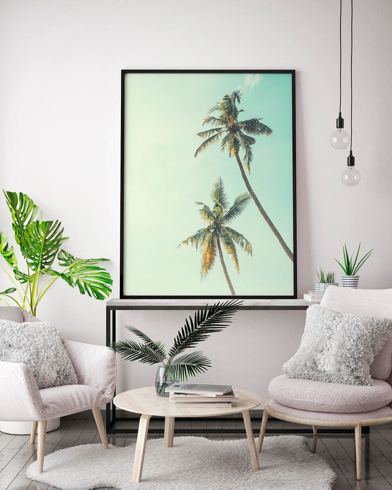 Plantas en vivo, hoja de palma, Verano Svg, Palm Tree Print, decoración de la sala de estar, arte de la pared de California, arte de la pared costera, regalo de los amantes de la playa imagen 5