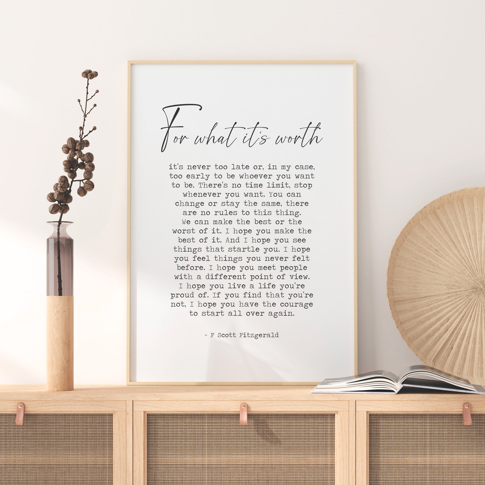 F. Scott Fitzgerald for What It's Worth Quote Woman Wall Etsy