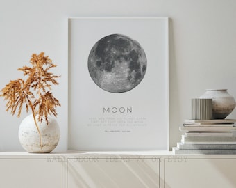 Moon Phases Wall Art, Black and White Moon Phases Poster, Moon Phases Print, La Luna, Moon Printable,Modern,  Minimalist Moon Digital Print,