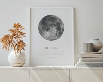 Moon Phases Wall Art, Black and White Moon Phases Poster, Moon Phases Print, La Luna, Moon Printable,Modern, Minimalist Moon Digital Print,