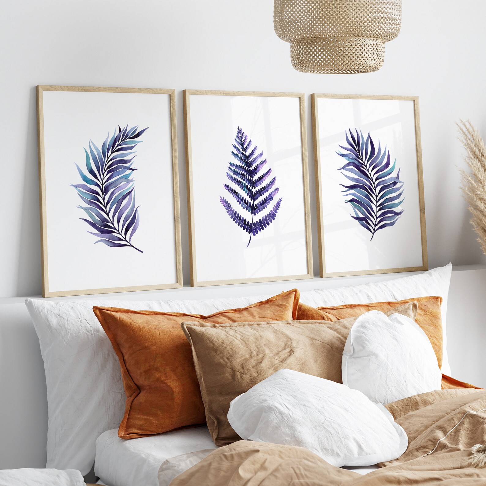 Botanical Art, Navy Blue Wall Art, Fern Print, Large Wall Art ...