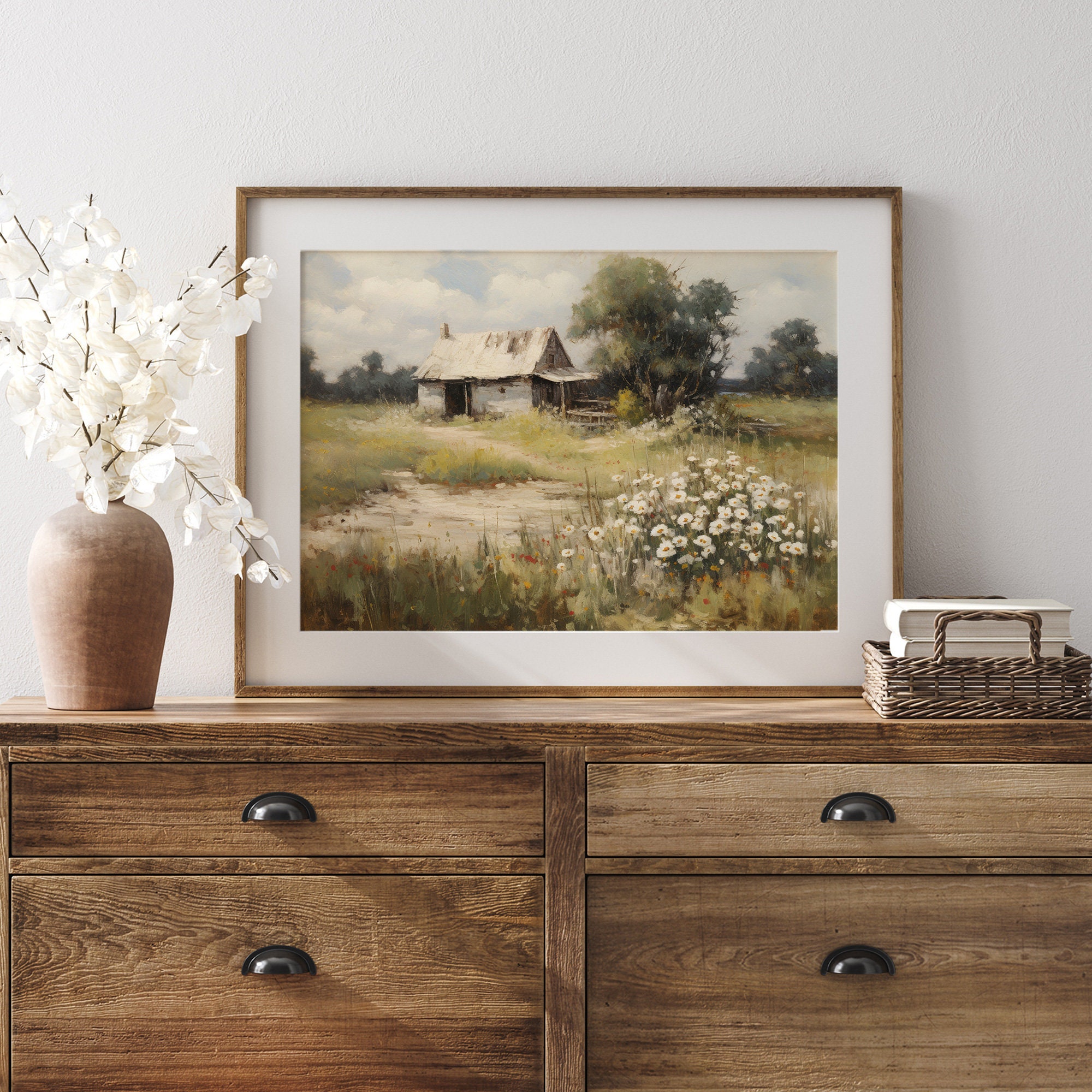 Cottage Oil Painting | Rose Garden Wall Art | Vintage Digital Print ...