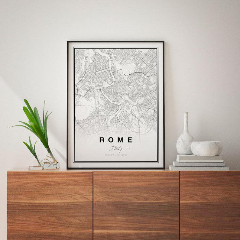 Rome Map Print Downloadable Map of Rome Wall Art Prints Rome Etsy