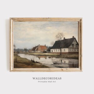 Vintage Europäische Landschaft Ölgemälde | Vintage Esszimmer Wohnkultur | Cottage Print Download | DRUCKBARE WANDKUNST
