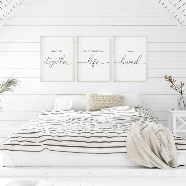 Chambre imprimable Wall Art, mari et femme estampes, décor mur de chambre à coucher, art mur de la famille, et donc ensemble, ils ont construit une vie qu’ils aimaient,