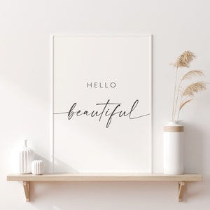 Hello Beautiful Sign Printable Quotes Bedroom Wall Decor - Etsy
