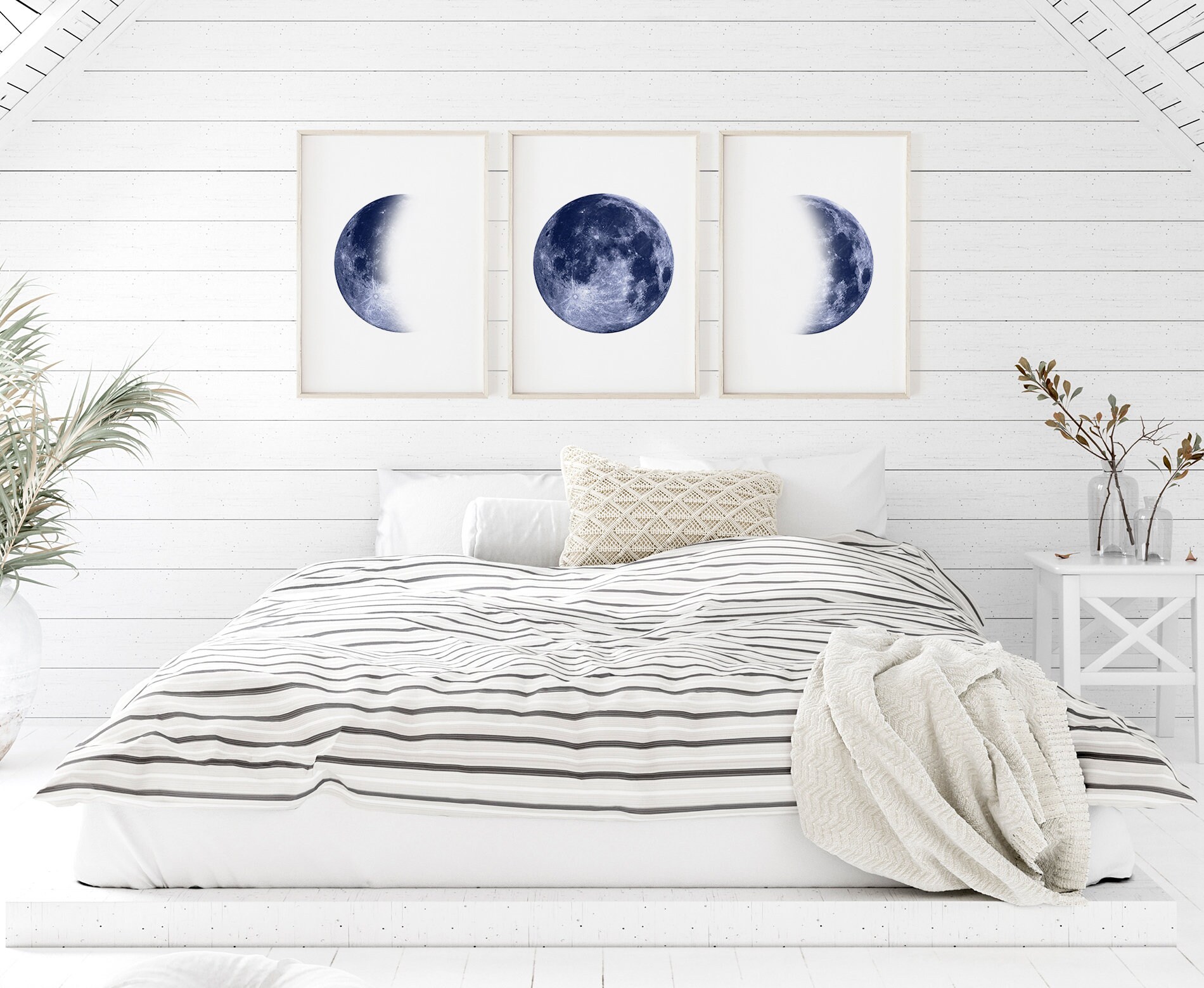 Moon Bedroom Decor Set of 3 Printable Wall Art Bedroom Wall Etsy