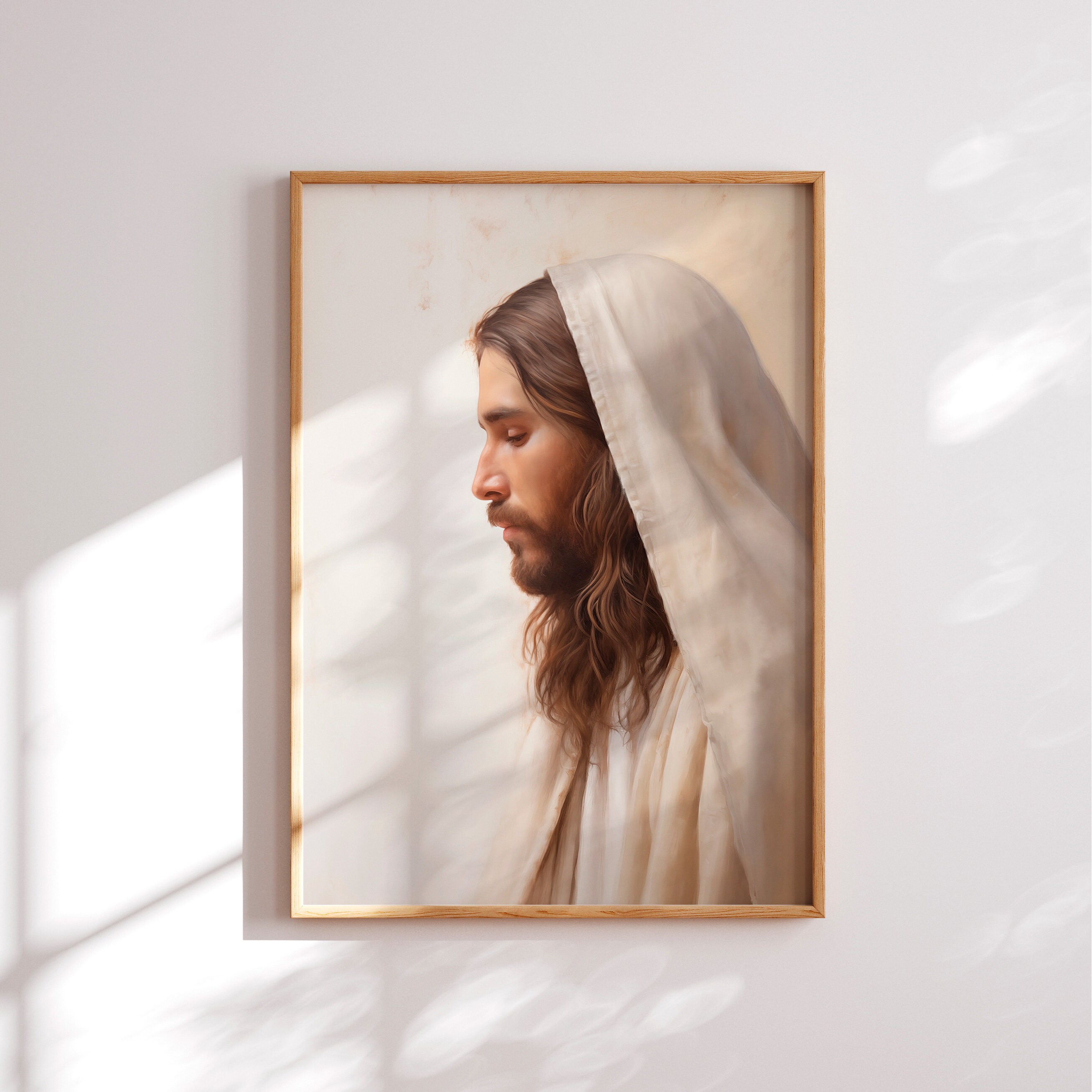 Jesus Christ Portrait Art Print, Christian Wall Decor, Inspirational ...