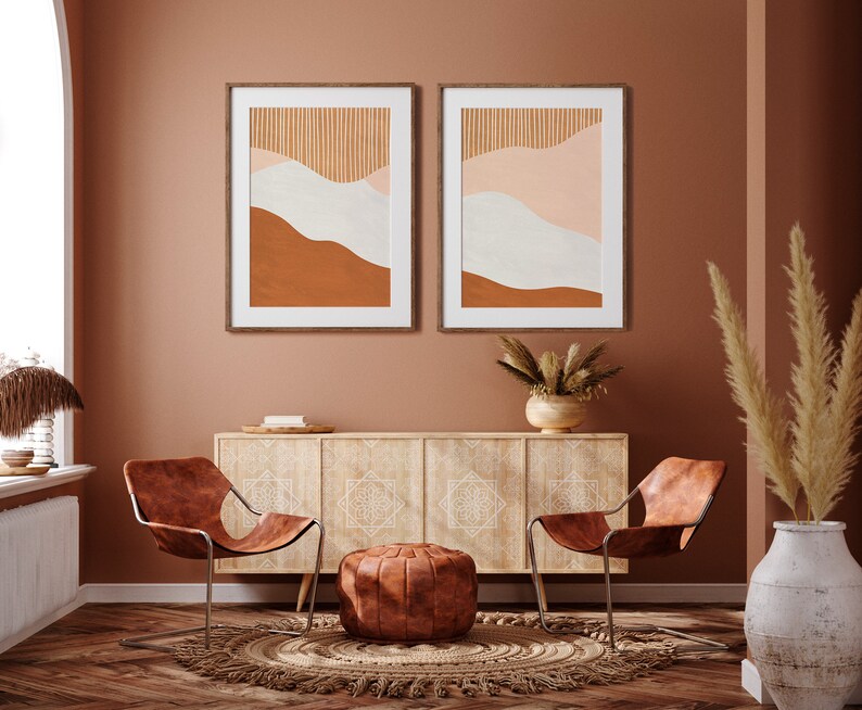 Abstract Bedroom Print, Printable Abstract Set, Boho Wall Decor, Boho Prints, Farmhouse Bedroom Decor, Modern Room Decor, Neutral Art Print image 5