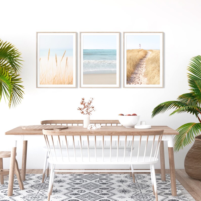 Coastal Wall Art Pastel Prints Set Set of Three Pastel Etsy