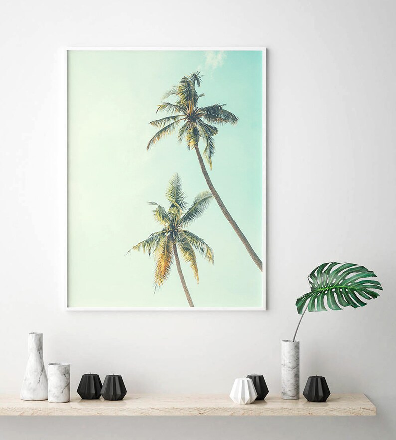 Plantas en vivo, hoja de palma, Verano Svg, Palm Tree Print, decoración de la sala de estar, arte de la pared de California, arte de la pared costera, regalo de los amantes de la playa imagen 7