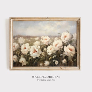 Spring Meadow Painting | Flowers Vintage Art | Vintage Landscape Print | Rustic European Decor | Farmhouse Wall Art | PRINTABLE WALL ART