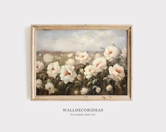Spring Meadow Painting | Flowers Vintage Art | Vintage Landscape Print | Rustic European Decor | Farmhouse Wall Art | PRINTABLE WALL ART