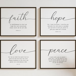 Faith Hope Love Wall Art, Bible Verse Print, Printable Art, Christian Wall Decor, Farmhouse Decor, Bedroom Wall Decor, Religious gifts