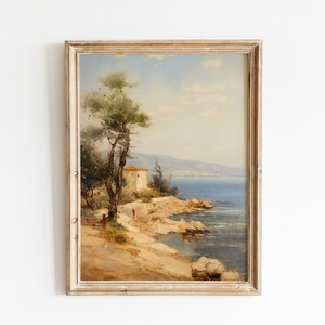 Vintage Coastal Seaside Painting | Antique Print | Farmhouse Wall Decor | Rustic Decor | Beach Wall Art | PRINTABLE WALL ART