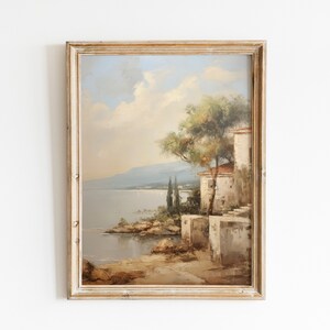 Antique Coastal Painting | Vintage Print | Rustic Decor Downloadable | Farmhouse Wall Decor | PRINTABLE WALL ART