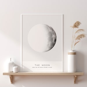Lua para impressão, lua preta e branca, impressão La Lune, impressão de astronomia, arte de parede da lua, impressão da lua, arte da parede do pôster da lua, arte de citação