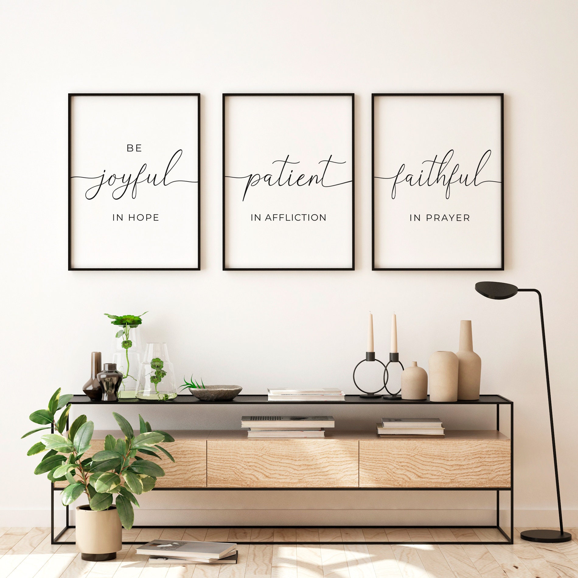 Printable Bible Verse Wall Art Set of 3 - Romans 12:12 Inspired ...
