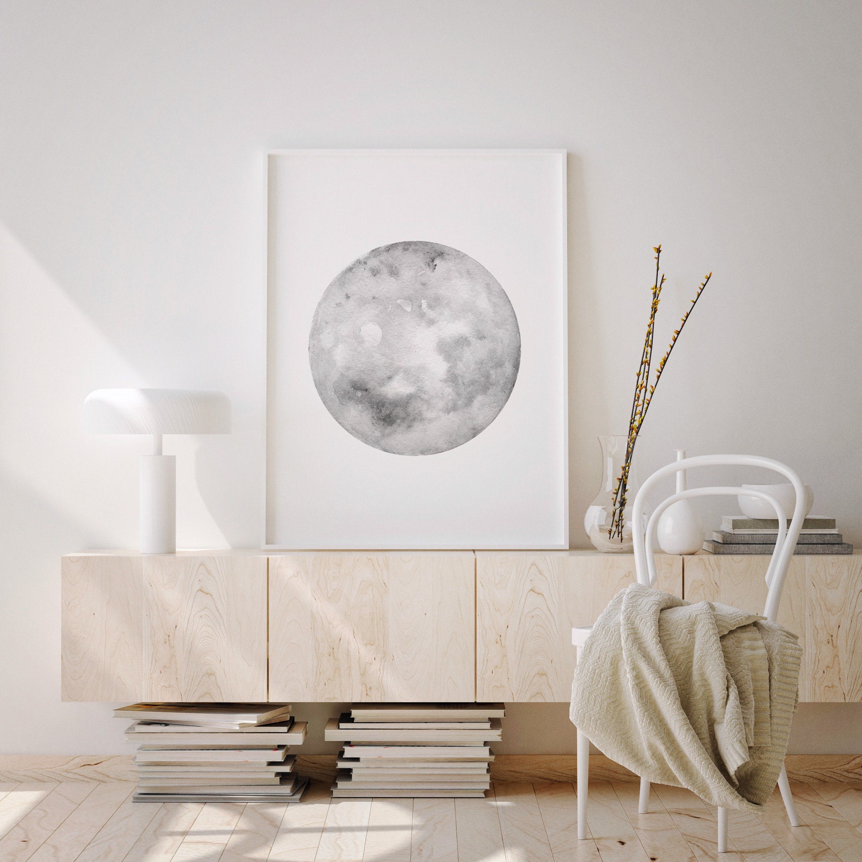 Moon Wall Art Set of 3 Moon Prints Minimalist Moon Art Etsy UK