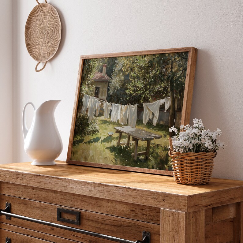 Vintage Farmhouse Laundry Room Art | Country Style Oil Painting ...