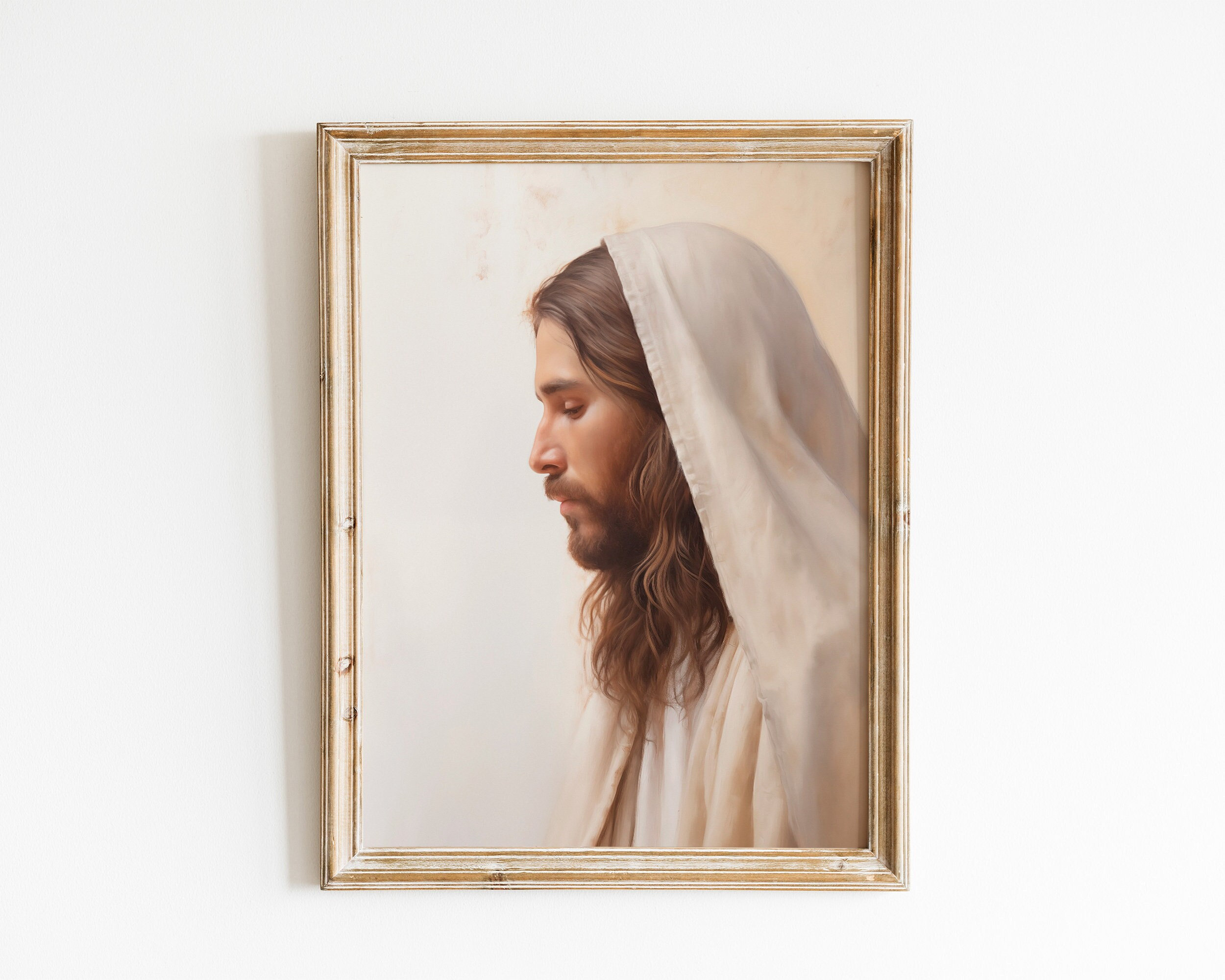 Jesus Christ Portrait Art Print, Christian Wall Decor, Inspirational ...